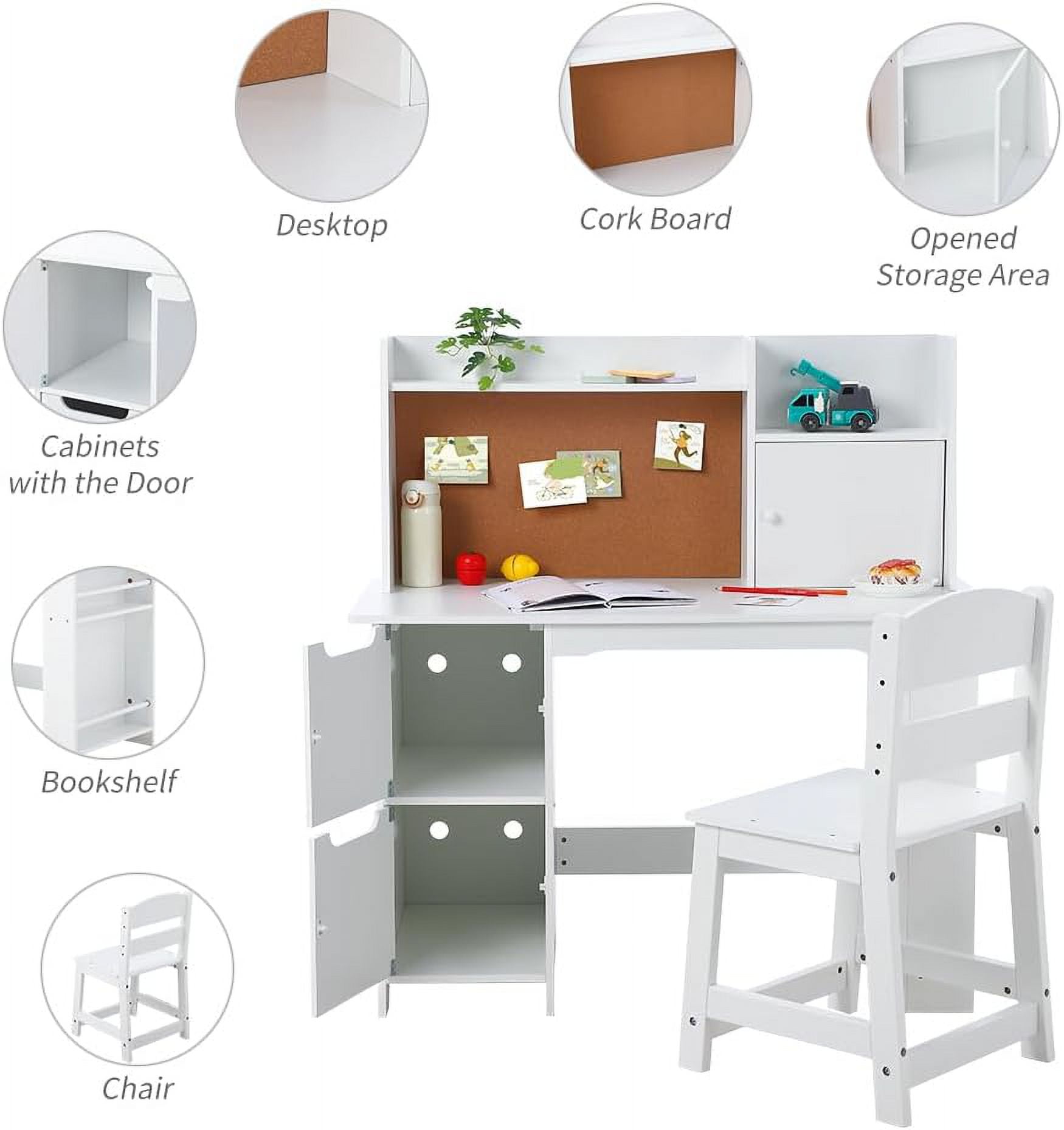 Joyspirit Kids 2-Piece Activity Table and Chair Set, White