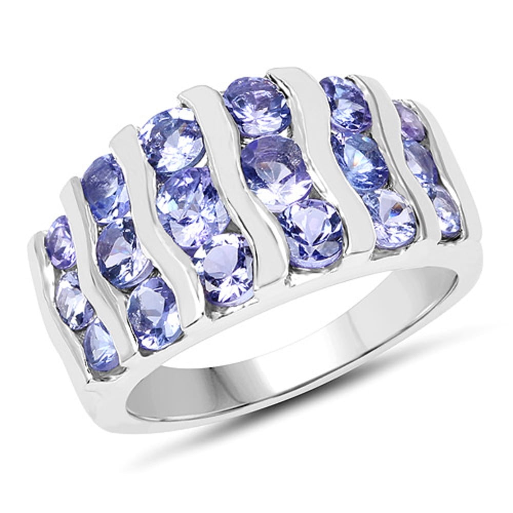 Genuine Round Tanzanite Ring in Sterling Silver Size 8.00 by Bonyak Jewelry