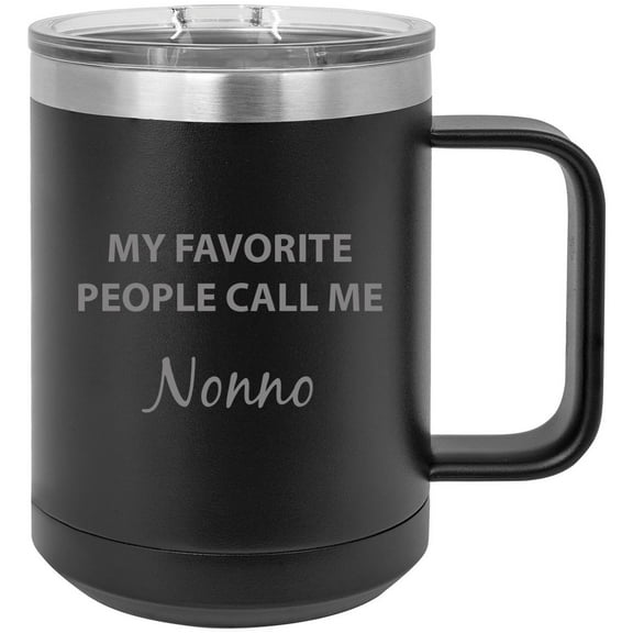 My Favorite People Call Me Nonno Stainless Steel Vacuum Insulated 15 Oz Travel Coffee Mug with Slider Lid, Black
