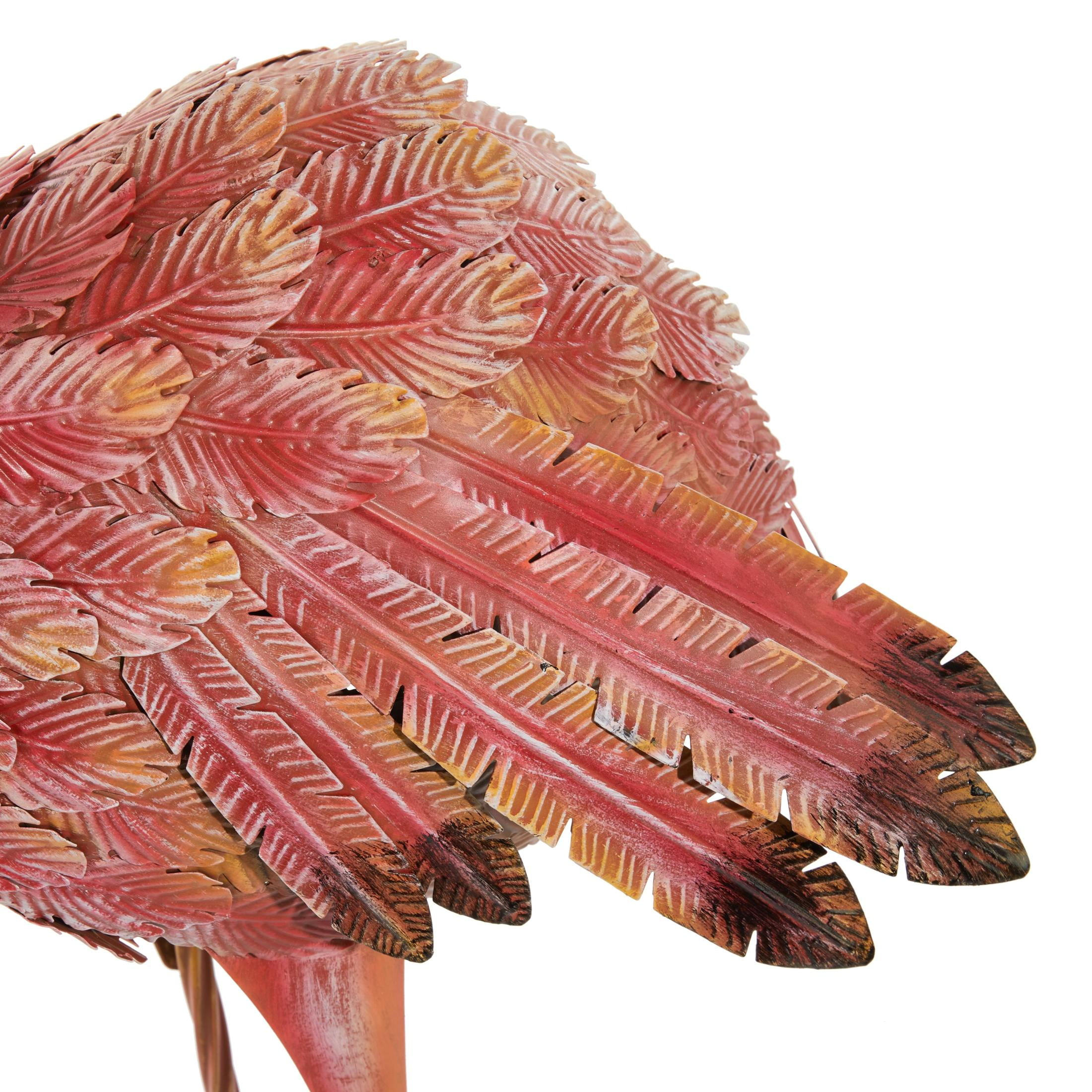 DecMode 54" Indoor Outdoor Standing Flamingo Garden Sculpture with Yellow Accents (2 Pack)