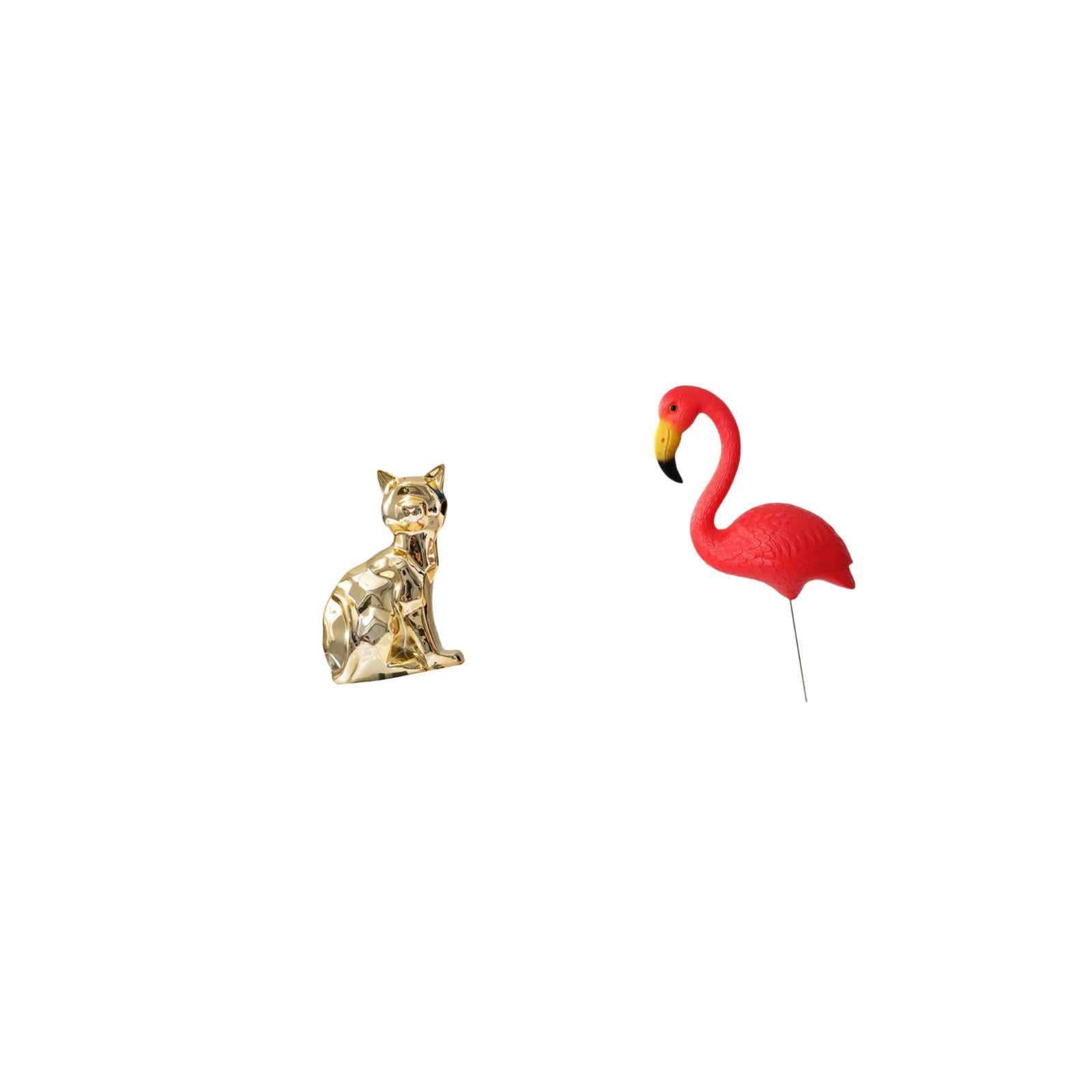 Dualoai Cat Bird Statue Decorative Figurine Animal Sculpture Art Craft Ornament for Fireplace Yard Ornament Backyard Fairy Garden Accessories Flamingo Garden Stake Sculpture for Holiday Spring