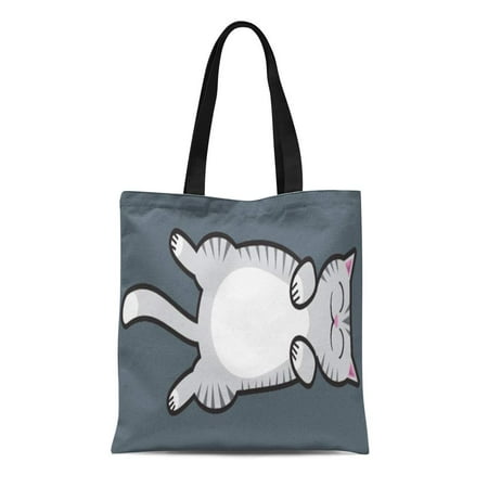 Kitten Cat Purse - LADDKE Canvas Tote Bag Kitty Belly Rub Cat Gray Tabby Feline Kitten Pet Reusable Handbag Shoulder Grocery Shopping Bags