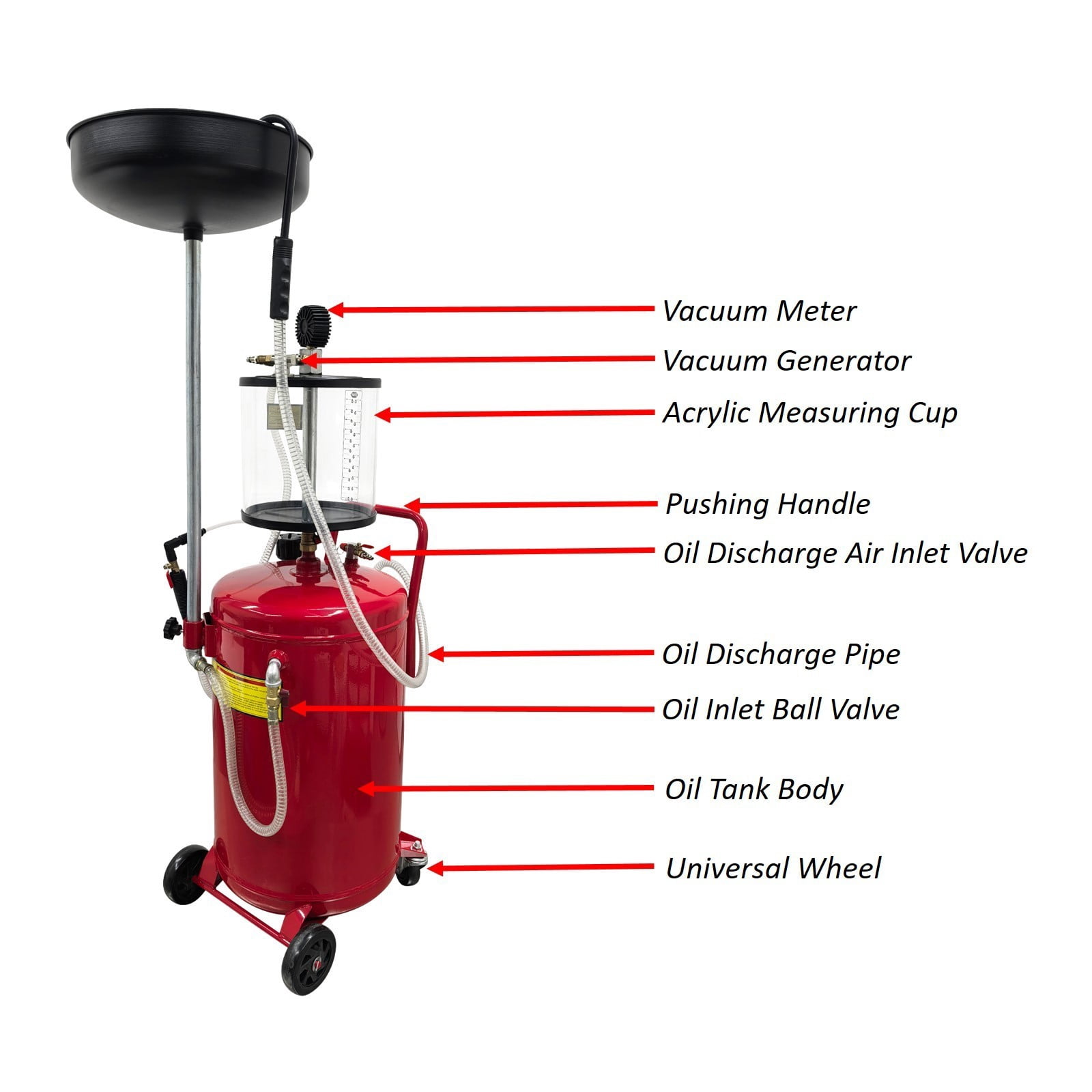 Pneumatic Waste Oil Extractor Portable Air Powered Drain Tank 70L for Garage Workshops