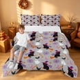 thumbnail image 2 of Homewish Cartoon Witch Cat Full Size Comforter Sets for Girls, Halloween Spooky Animal Bedding Comforter Set, Light Gray, Pumpkin Bat Reversible, 3 Pieces 1 Comforter and 2 Pillowcases, 2 of 6