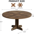 thumbnail image 2 of 47 Inch Round Dining Table for 4, Farmhouse Circle Kitchen Table with Wood Tabletop and Stable Base, for Home Dining Room Living Room, 2 of 7