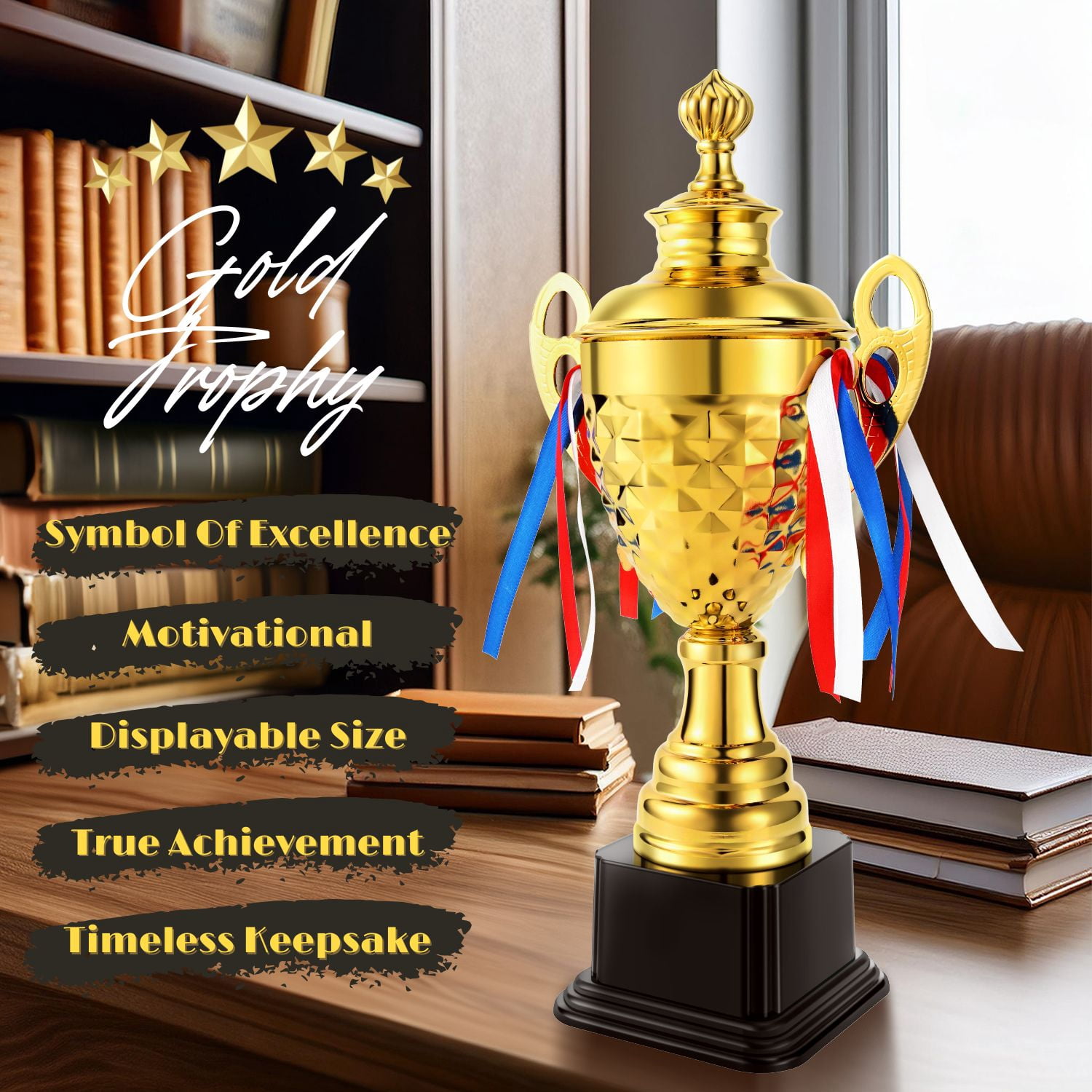 Gold Trophy Award - 17 Inch Large Trophy Cup for Awards, Sports, Competitions, Tournaments, & Parties, Perfect Gift for Champion Winners & League Achievements