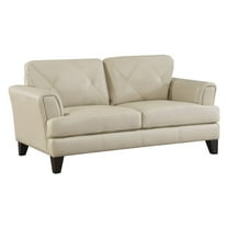 Lexicon Thierry 19" Modern Plywood and Leather Loveseat in Cream