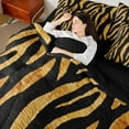 thumbnail image 4 of Feelyou Black Gold Stripes Bedding Comforter Set 7pcs for Women, Modern Zebra Print Queen Bedding Sets, Artwork Abstract Ombre Reversible Queen Sheet Sets, Ultra Soft Bedroom Decor, 4 of 8