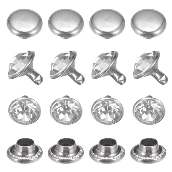 Uxcell Clear Rhinestone Rivets 0.39 inch 50 Pcs Crystal Rivets Use for DIY Craft Transparent Studs for Clothing