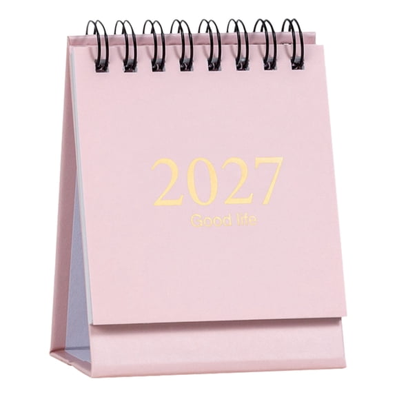 2027 Mini Desktop Calendar, Portable Spiral‑Bound Desk Calendar Multicolor Paper Table Planner for Office Home Student Workspace Decor