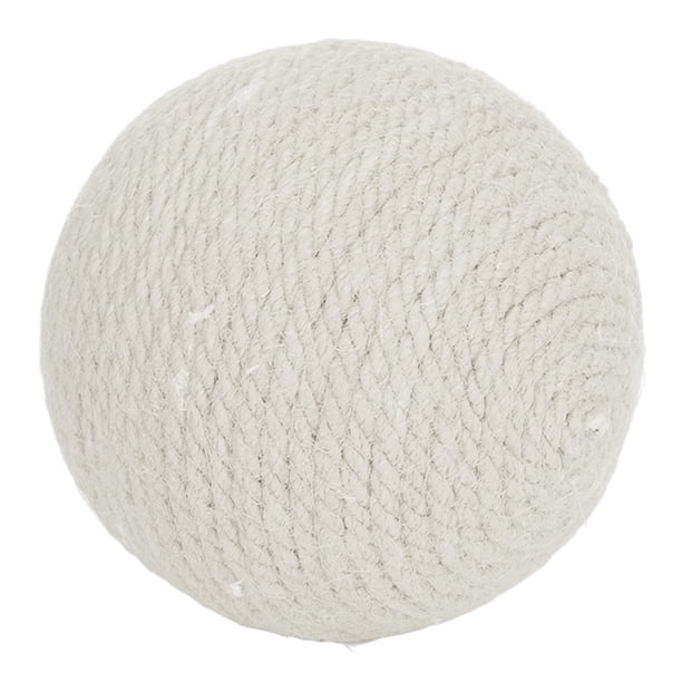 Bola de sisal para gato, alivia el aburrimiento, dientes, garras, molienda, bola interactiva para rascar gato de sisal, para gatos, gatitos, color blanco