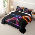 thumbnail image 3 of Feelyou Neon Baseball Player Quilt King for Boys, Fire Ball Sport King Coverlet Set, 3 Pieces, 3 of 7