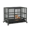 thumbnail image 2 of Heavy Duty Indestructible Dog Crate, Escape Proof Dog Cage with Double Door, Wheels & Removable Tray, Collapsible Dog Crates for Small Medium Large Dogs, 2 of 8