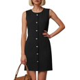 thumbnail image 2 of NIEWTR Womens Summer Dress Crew Neck Button Decoration Sleeveless Sundresses Work Casual Tank Dress(Black,S), 2 of 6