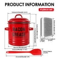 thumbnail image 6 of Bacon Grease Container with Strainer with Food Safe Silicone Spatula 46oz Enamel Rural Fat Container Keeper Recipe Dishwasher Safe, 6 of 10