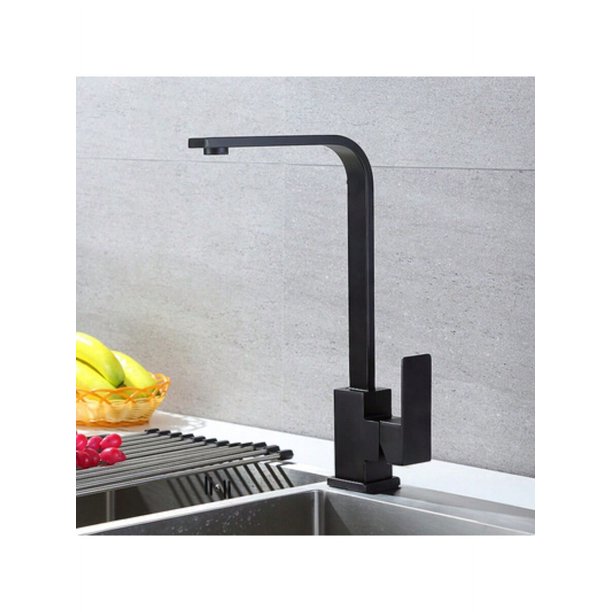 1 Piece Kitchen Faucet, Stainless Steel Single Handle, Kitchen Sink Faucet, Matte Black Gun Gray Stainless Steel Color Kitchen Sink Faucet, Swivel Spo