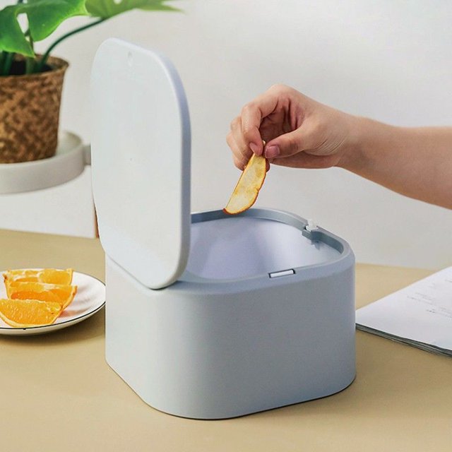 Mini bote de basura de escritorio, cesto de basura a presión para mesa de oficina