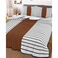 thumbnail image 3 of Quilts Twin Size, Black Striped Geometric Soft Comforter Bedding Set for Bed, Modern Boho Brown Lightweight Quilted Bedspread with Pillow Cover(2 Pieces) for All Season, 68x86 Inch, 3 of 6