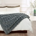 thumbnail image 6 of Home Soft Things Line Drawing Faux Fur Throw Blanket with Micromink Back, Luxury Soft Cozy Plush Fluffy Fuzzy Reversible Thick Warm Throw Blanket, 50x60 inches, Grey, 6 of 10