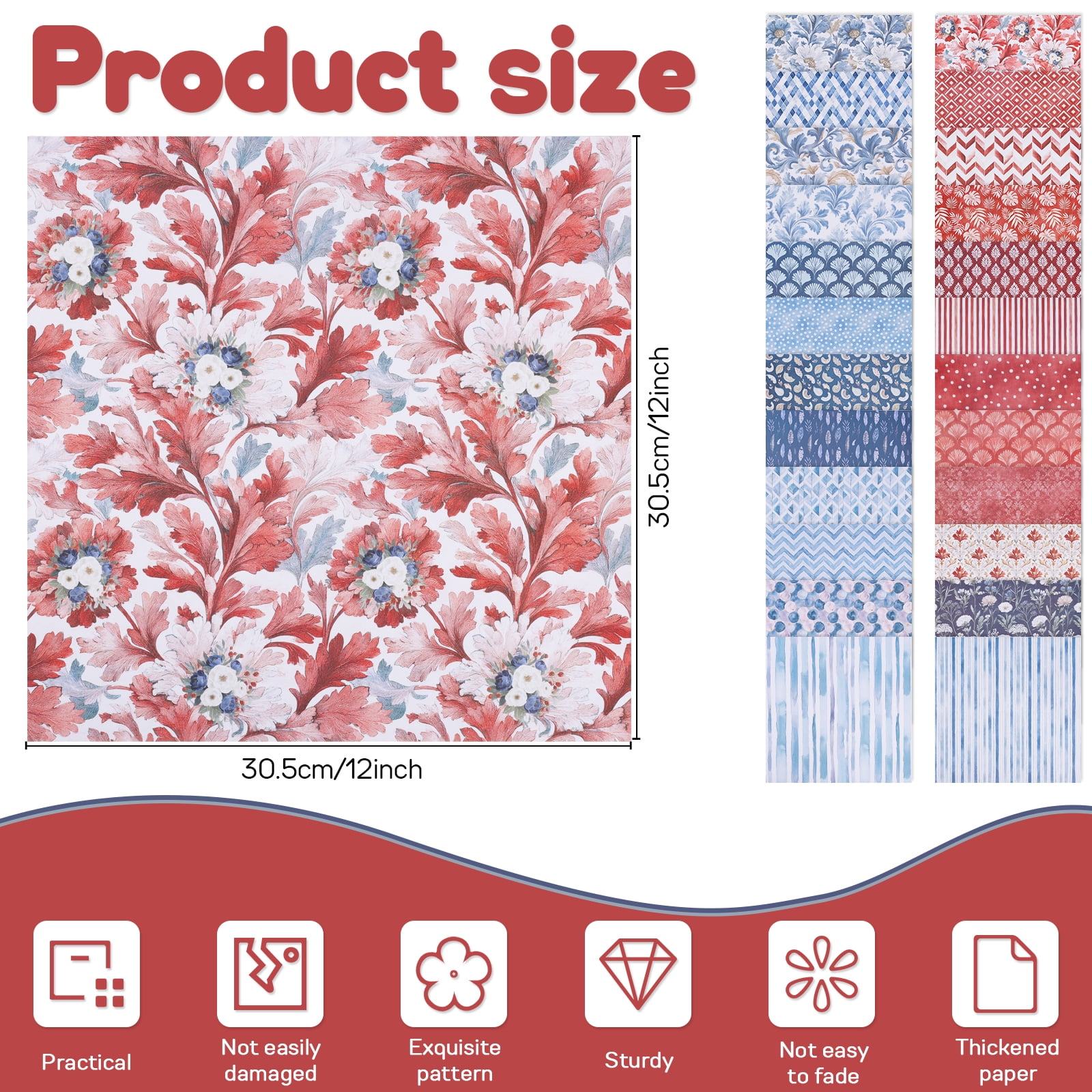 Scrapbook Paper,24 Sheets 12×12 Inch Vintage Stripe Style Scrapbook Supplies,Single-Sided Vivid Origami Decoupage Paper for DIY Crafts, Card Making, Art Journaling(D Style)