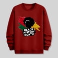 thumbnail image 5 of QUNYINEY Long Sleeve Men's Sweatshirts Black History Month Casual Red Crew Neck Tops Pullover Loose Drop Shoulder Sweatshirts, 5 of 6