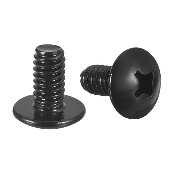 1/4-20 x 1/2" Truss Head Phillips Machine Screws, 304 Stainless Steel 18-8, Black Oxide Finish, 10 Pack