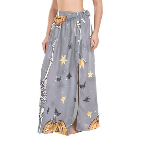 FORMRS Beach Sarong for Women Semi-Sheer Wrap Skirt Swimsuit Cover Up  Gray Halloween Dancing