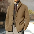 thumbnail image 2 of Lapel Long Sleeve Pockets Ribbed Cuffs Thickened Cardigan Sweater Men Autumn Winter Solid Color Buttons Placket Knitted Coat Streetwear, 2 of 8