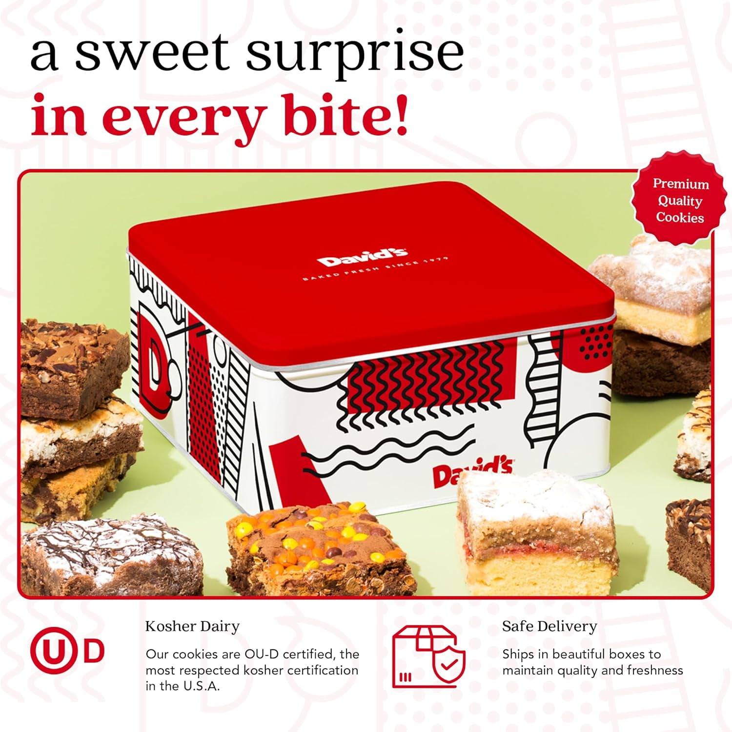 David's Cookies Assorted Brownies & Crumb Cake Bakery Desserts in Gift Tin, 3 Lbs