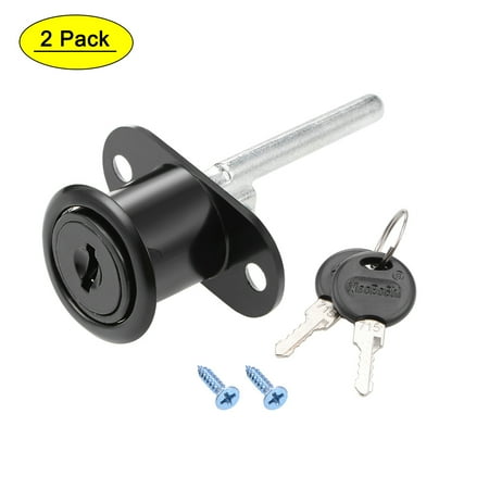 Uxcell Drawer Lock Desk Locks 0.75" Cylinder Diameter Black 2 Pcs