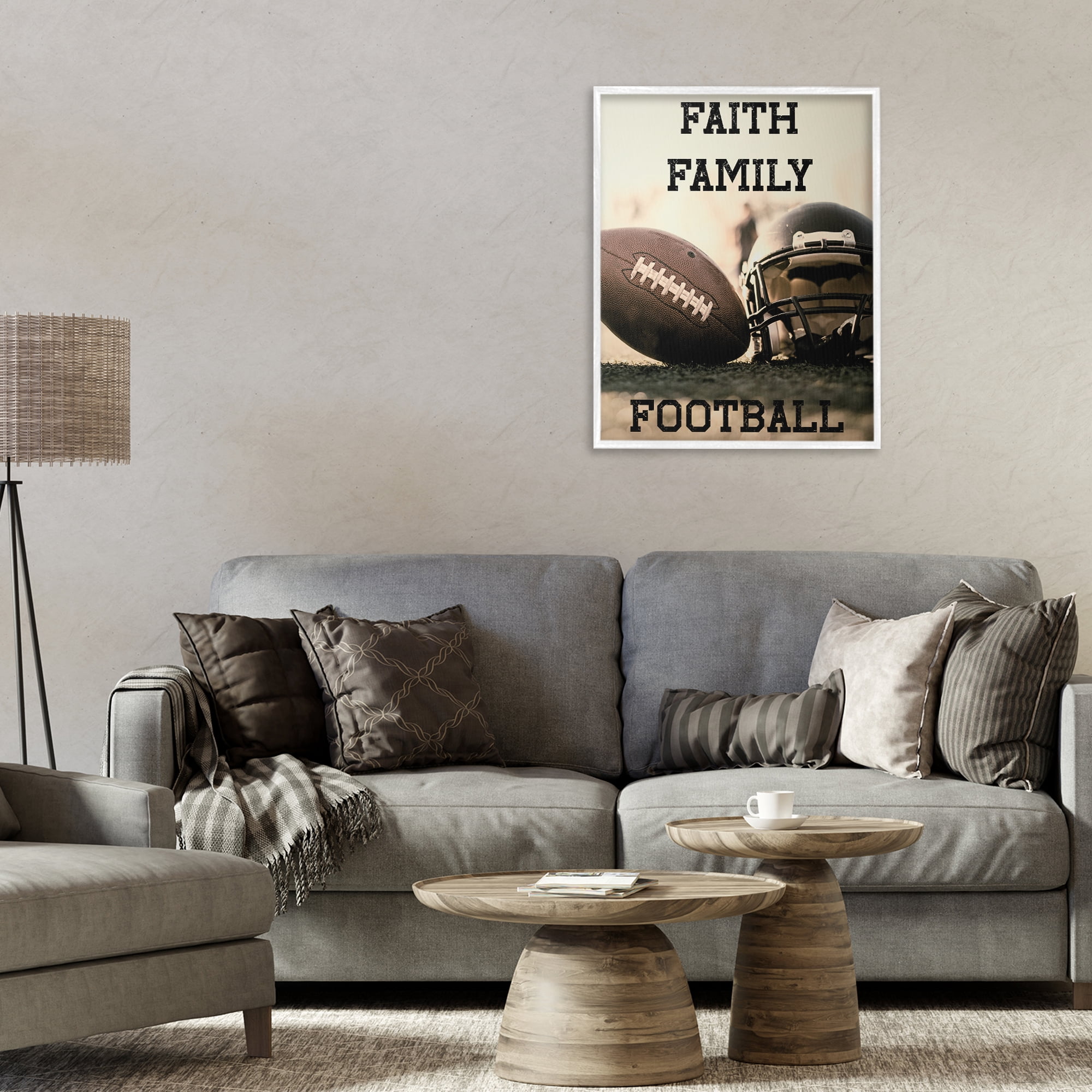 Stupell Industries Faith Family Football White Framed Giclee Art, design by Jesse Keith
