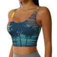 thumbnail image 2 of Goofa Palm Trees Printed Sports Bras for Women, High Impact Running Bra Workout Crop Tank Tops Longline Sports Bra Push up-Medium, 2 of 9