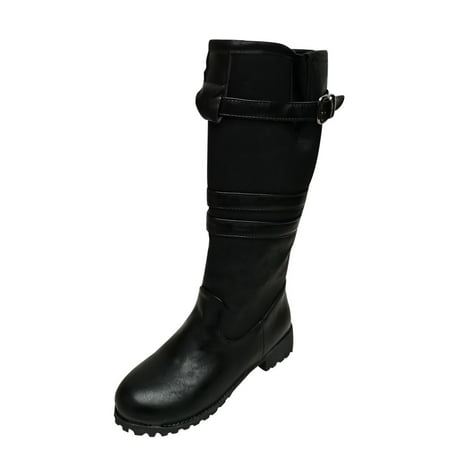 

Boots Clearance Hvyes Winter Women Vintage Buckle Strap Boots Western Cowboy Slip On Retro Ladies Footwear Shoes