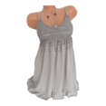 thumbnail image 1 of Women Lace Crochet Stitching Crew Neck Sleeveless Mini Dress, 1 of 3