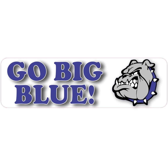 10in x 3in Bulldog Go Big Blue Bumper Sticker Vinyl School Mascot Decal