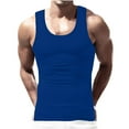 thumbnail image 2 of Momasggi Mens Workout Tank Tops Muscle Athletic Gym Tees Solid Color Sleeveless Crewneck Shirts Big and Tall Summer Tank Top Blue S, 2 of 7