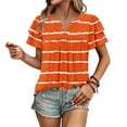 thumbnail image 4 of XMMSWDLA Chemises Décontractées d'Été pour Femmes Manches Courtes Tunique Rayée - T-Shirt Col Rond Orange pour Adolescentes, 4 of 7