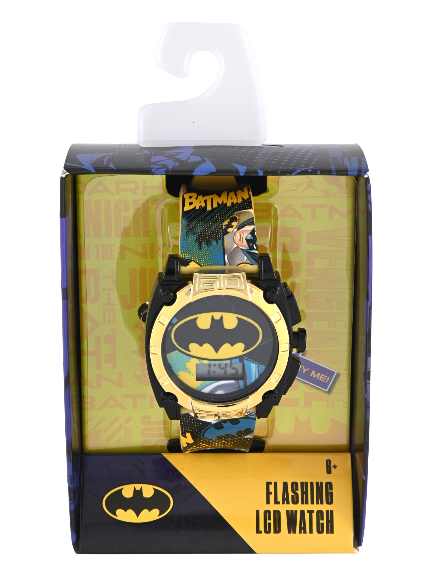 DC Comis Batman Boys Printed Iconic Silicone Strap Watch with Black Case; BAT7070WM
