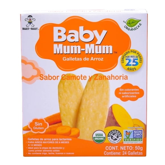 Galletas de arroz Baby Mum Mum para lactantes sabor camote y calabaza 50 g