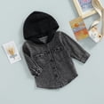 thumbnail image 3 of Fortune 1-5Y Boy Denim Coat Autumn Long Sleeve Single Breasted Patchwork Hooded Jacket, 3 of 9