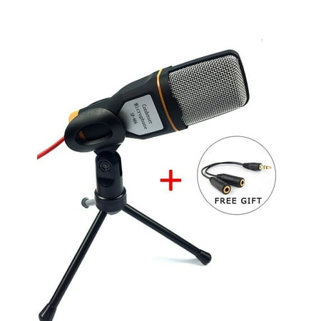 SunJet Condenser Microphone with Tripod Stand for PC Laptop Computers Sound Studio Podcast Recording , Perfect for Chatting Skype