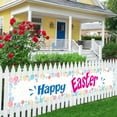 thumbnail image 6 of HongHeng Easter Banner Outdoor Decorations Yard Sign Party Supplies Welcome Backdrop Eggs Bunny Home Decor for Outside Indoor Garden Fence Balcony Porch Tree Front Door Greeting, 6 of 6