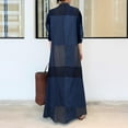 thumbnail image 6 of ZANZEA Womens Long Sleeve Check Plaid /Solid Color Split Skirt Side Long Dress, 6 of 6