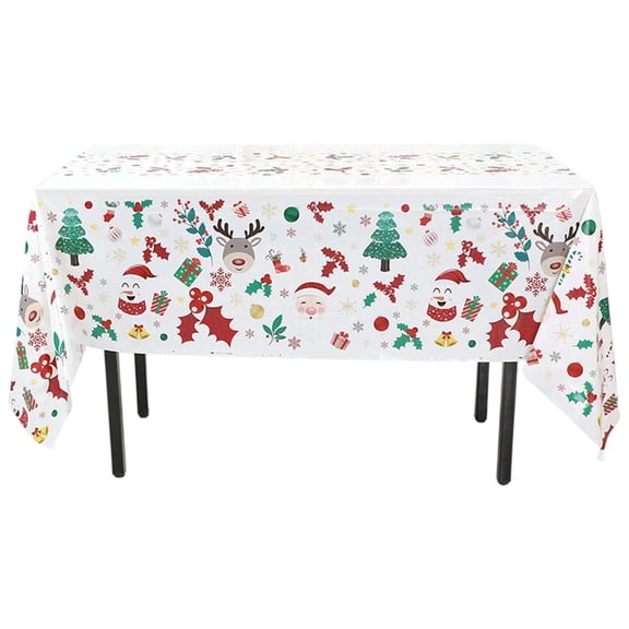 A Holiday Tablecloth Christmas-Themed For Kitchen Dining Table Decor Party Water-Resistant 220X137Cm