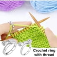 thumbnail image 3 of 2Pcs Adjustable Crochet Ring Hooks, Braided Knitting Ring, Yarn Tension Rings, Open Finger Woven Rings Yarn Holder for Crafts Hand Weaving Hook Line Supplies for Mother Grandma Gift Silver, 3 of 5