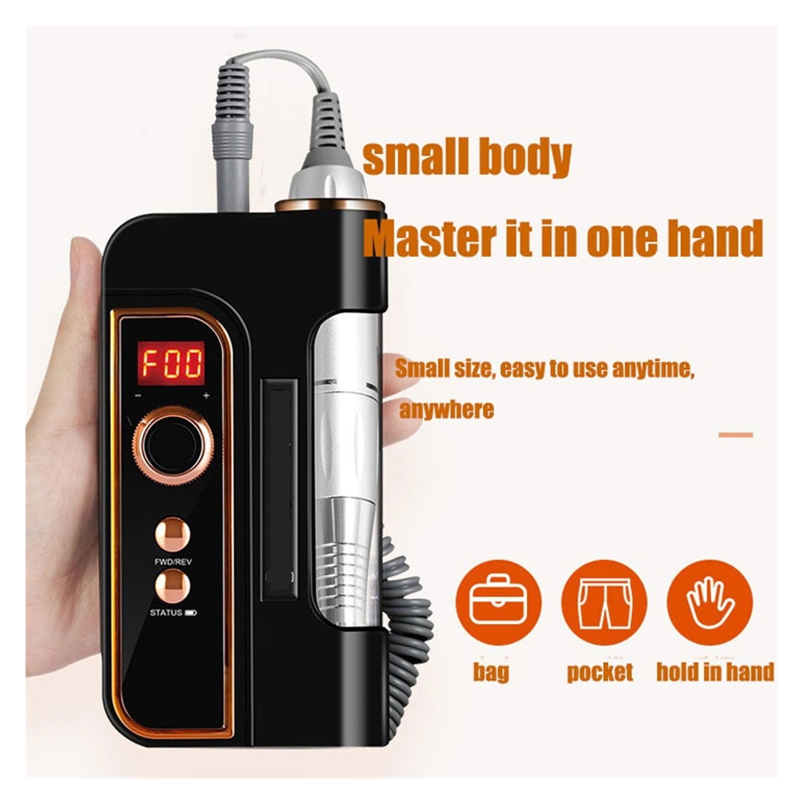35000 RPM Electric Nail Drill Machine, Portable Pedicure Nail Polisher, Grinding Device Nail Tool ,Low Noise
