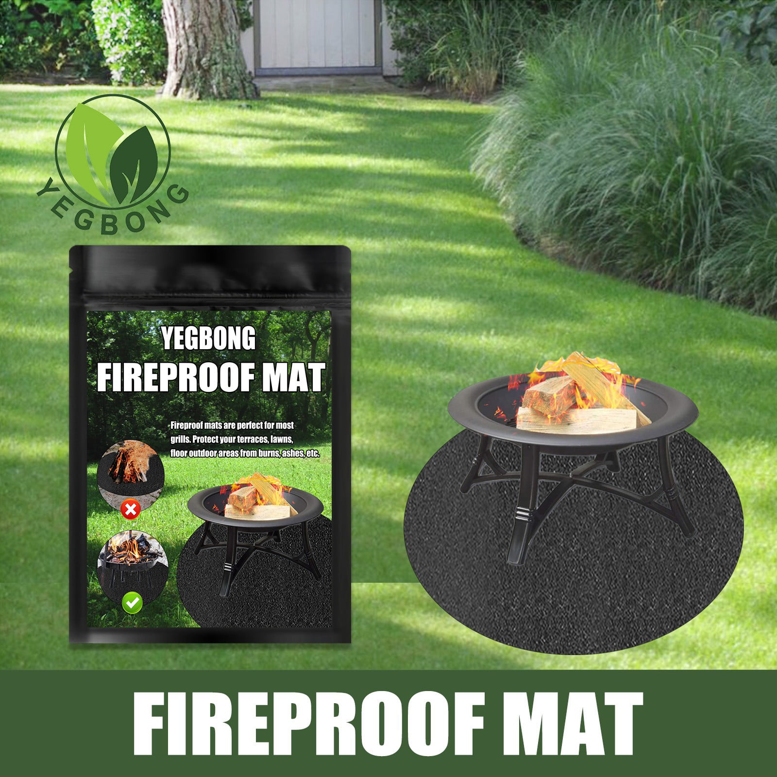 Details about   Rectangular Fireproof Mat Barbecue Mat Prevents Damage To The Floor Lawn 