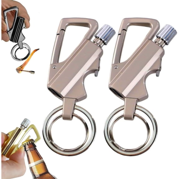 Permanent Match Infinity Lighter - 3-in-1 Keychain Bottle Opener Igniter, with Multitool Keychain Bottle Opener, Outdoor Survival Permanent Igniter (Black*2),2