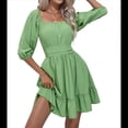 thumbnail image 3 of Vestido Informal de para Mujer, con Mangas Largas Tipo Farol, Cintura Alta y Lazo en la Espalda, Corte A. Verde S, 3 of 10