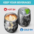thumbnail image 4 of 12oz Stemless Wine Tumblers Pioneer Flower Floral Print Pattern Vacuum Insulated Stainless Steel Travel Tumbler Cups Mug with Lid and Straw for Champaign,Cocktail,Beer with Cleaning Brush, 4 of 5